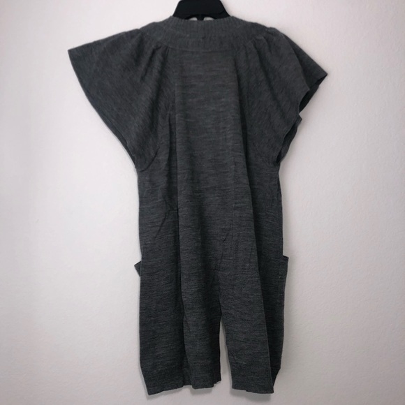 Anthropologie Moth Gray Wool Flutter Sleeve Button Up Long Cardigan size S - Picture 7 of 10